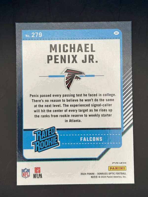 Michael Penix 2024 Optic Purple Shock RC Michael Penix 2024 Optic Purple Shock RC