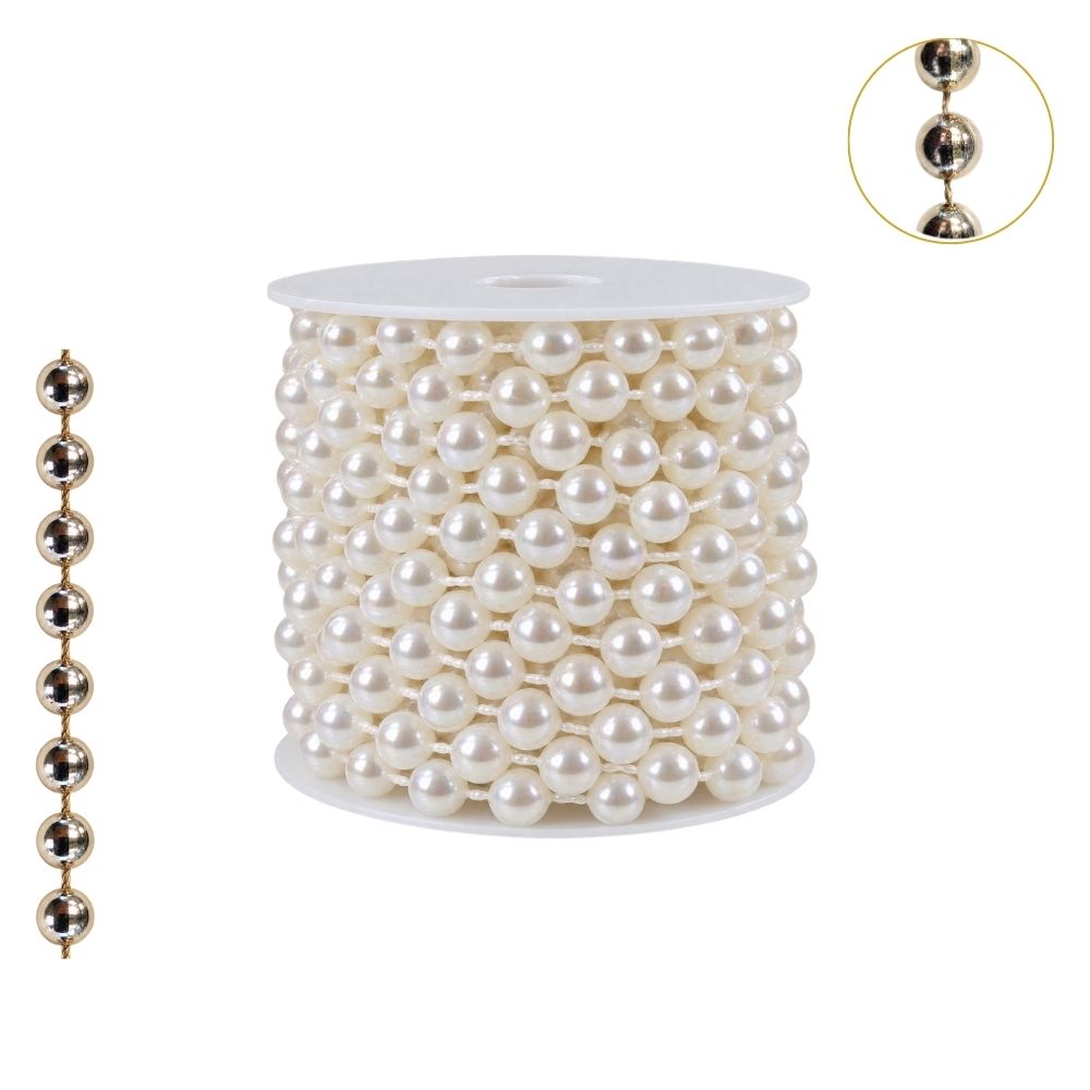 Perla Continua 8mm Beige x 10 Yardas