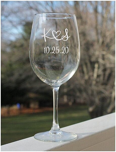 Engraved Wine Glass with Coaster Set