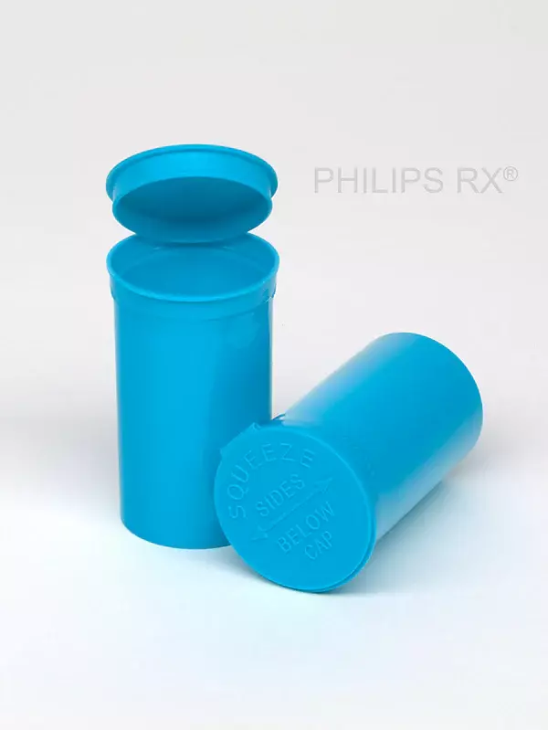 Philips Rx Pop Top Bottle - Aqua - 19 dram - 225 Units