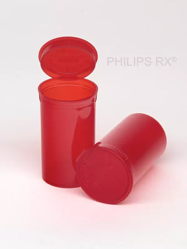 Philips Rx Pop Top Bottle - Translucent Red- 19 dram - 225 Units