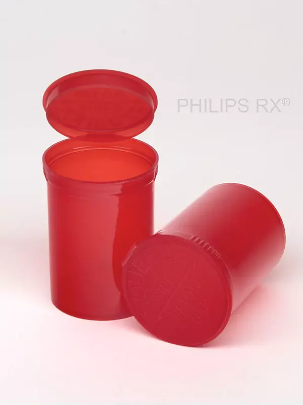 Philips Rx Pop Top Bottle - Translucent Red- 30 dram - 150 Units