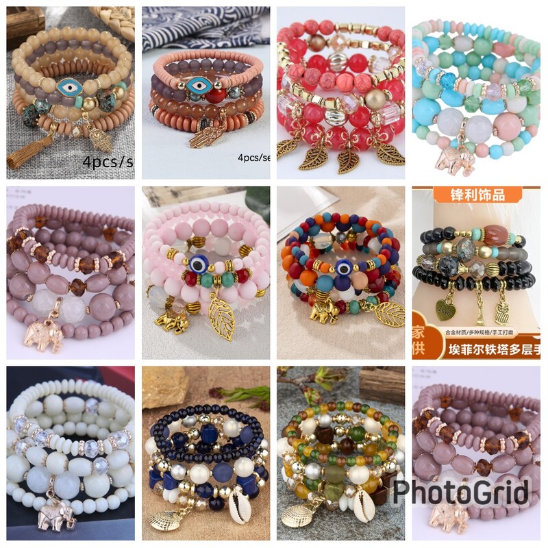 BOHEMIAN 4IN1 ELASTIC BEADED BRACELET