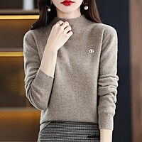 Half High Collar Wool Blend Knit Women's Pullover Sweater