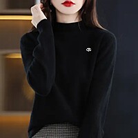 Half High Collar Wool Blend Knit Women's Pullover Sweater