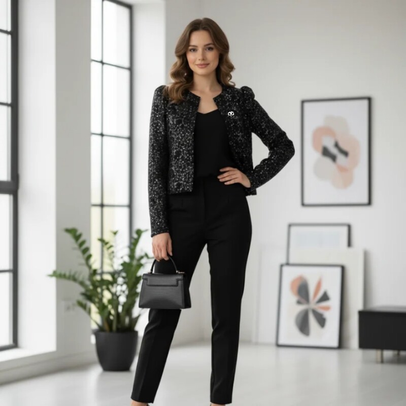 Women's Full Coverage Round Neck Puff Sleeve Slim Fit Top