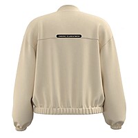 Women's Beige Stand Collar Zipper Loose Cropped Top Jacket