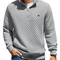 Mens Quarter Zip Pullover Sweatshirt Knit Long Sleeve