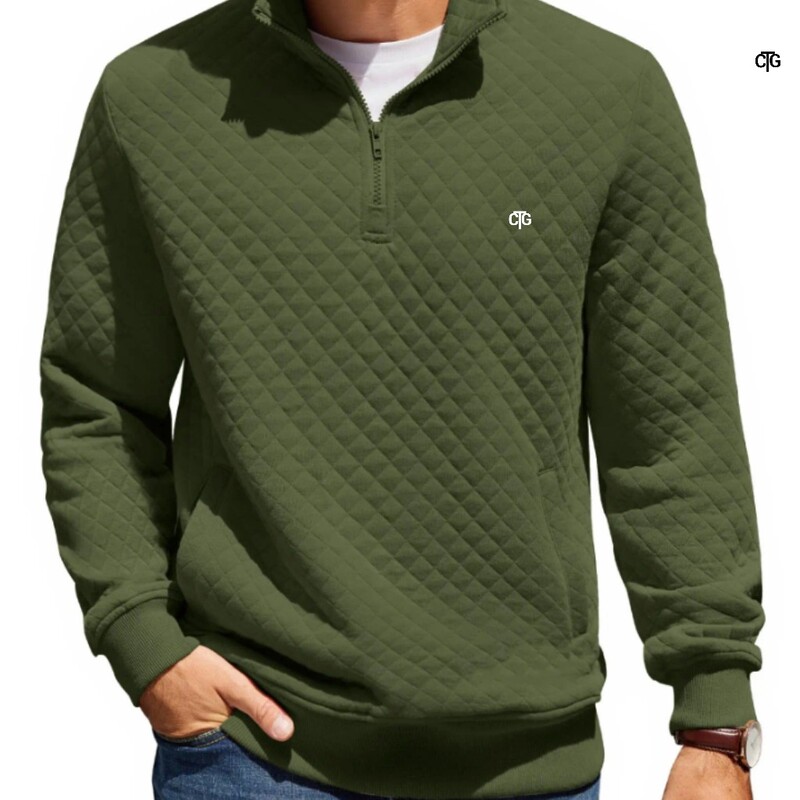 Mens Quarter Zip Pullover Sweatshirt Knit Long Sleeve