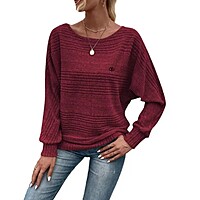 Women's Casual Solid Color Long Sleeved Round Neck Knitted Pullover Sweater