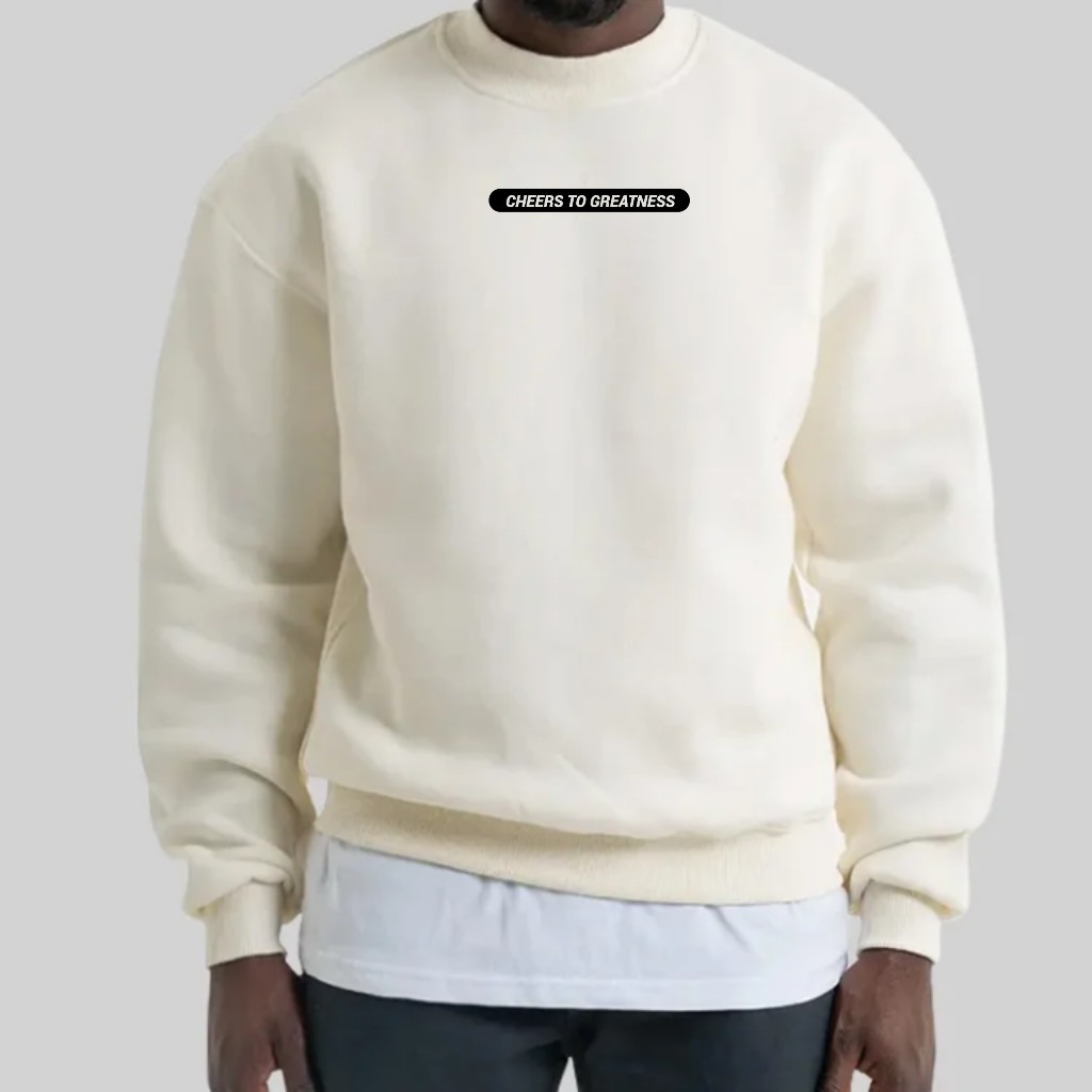 Men's Pullover Sweatshirt with Shoulder-Drop Crew Neck