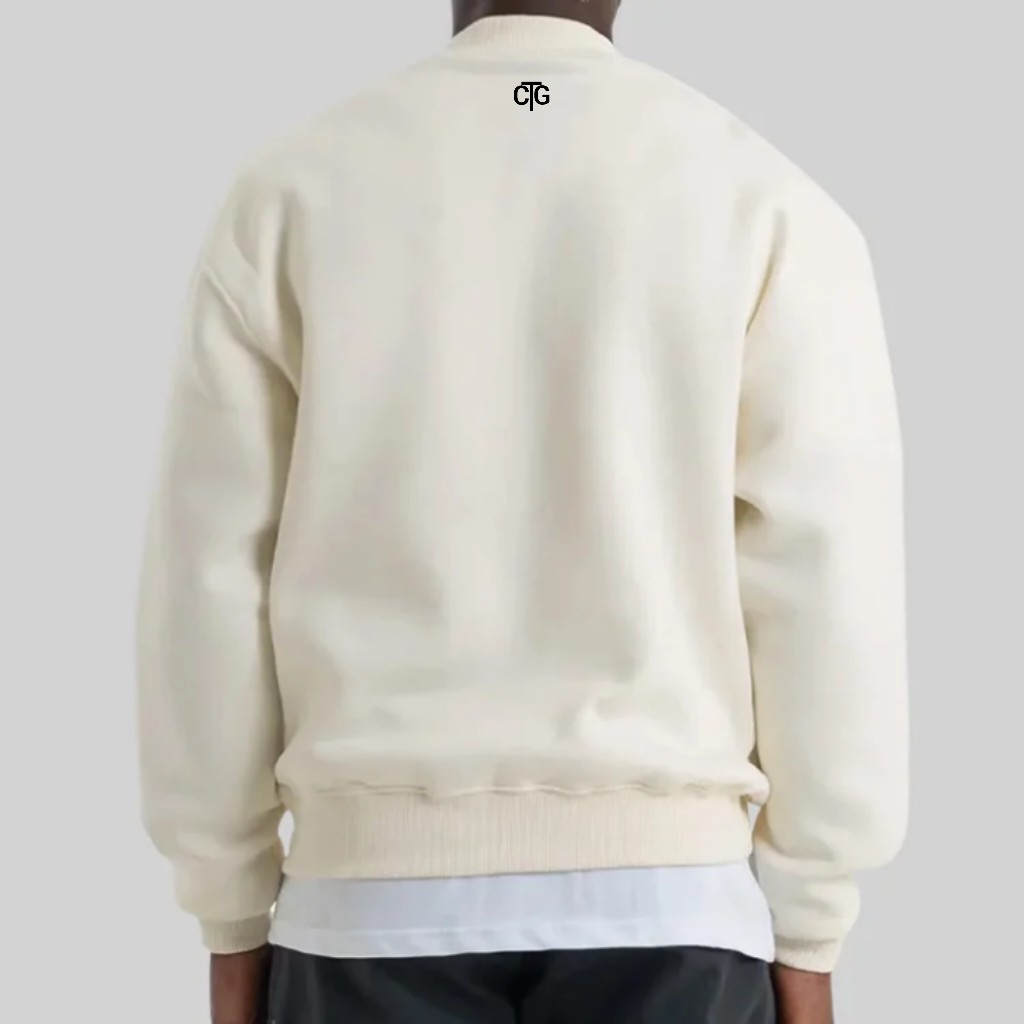Men's Pullover Sweatshirt with Shoulder-Drop Crew Neck
