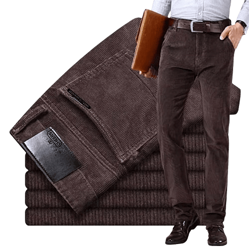 Men's Corduroy Casual Pants Business Fashion Solid Color Trousers