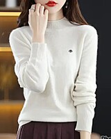 Half High Collar Wool Blend Knit Women's Pullover Sweater