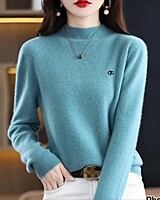 Half High Collar Wool Blend Knit Women's Pullover Sweater