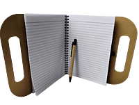 Writing buddy: Diary with pen, wallet, sticky pads and carrying handle