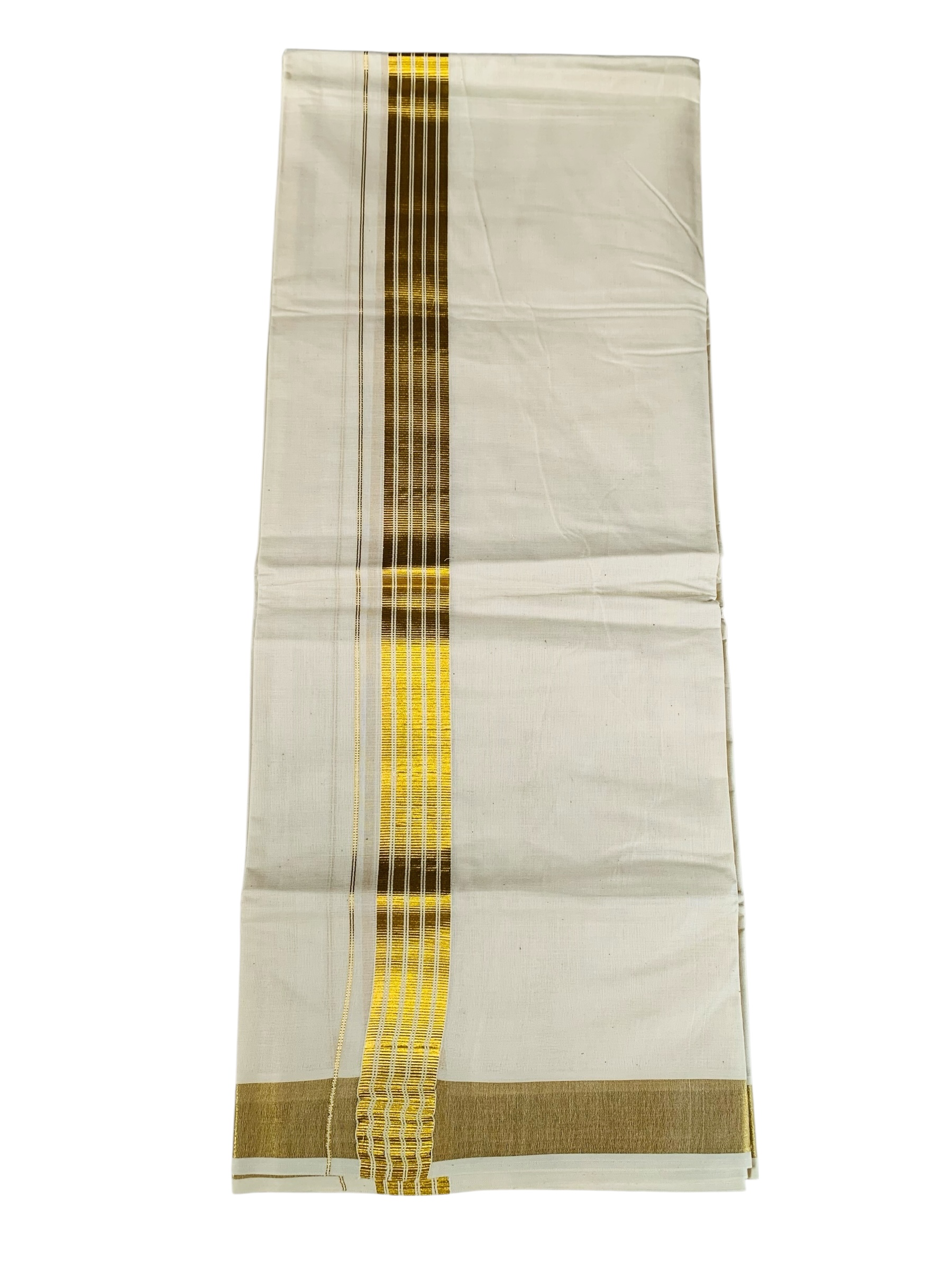 Kuthampully Men's Kerala Kasavu Dhothi Cotton | Golden Kerala Kasavu Mundu | Plain Cotton Dhoti For Men | Traditional South Indian Kasavu Mundu | EKM-889 | Pack -1