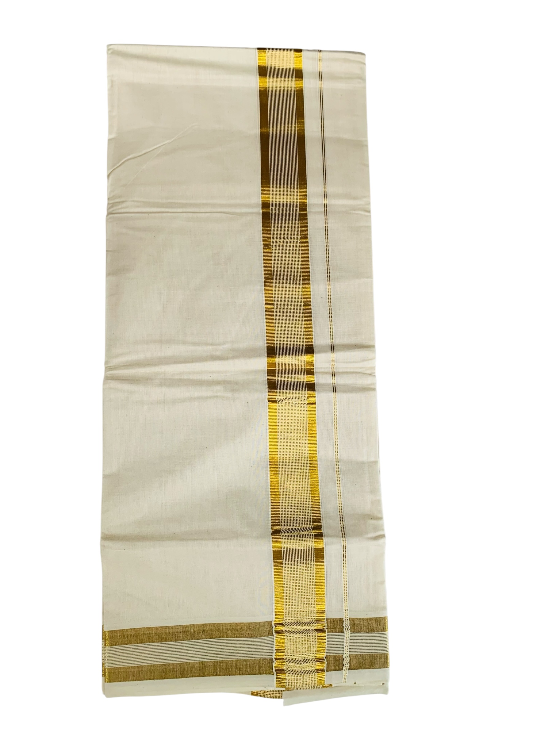 Kuthampully Men's Kerala Kasavu Dhothi Cotton | Golden Kerala Kasavu Mundu | Plain Cotton Dhoti For Men | Traditional South Indian Kasavu Mundu | EKM-890 | Pack -1