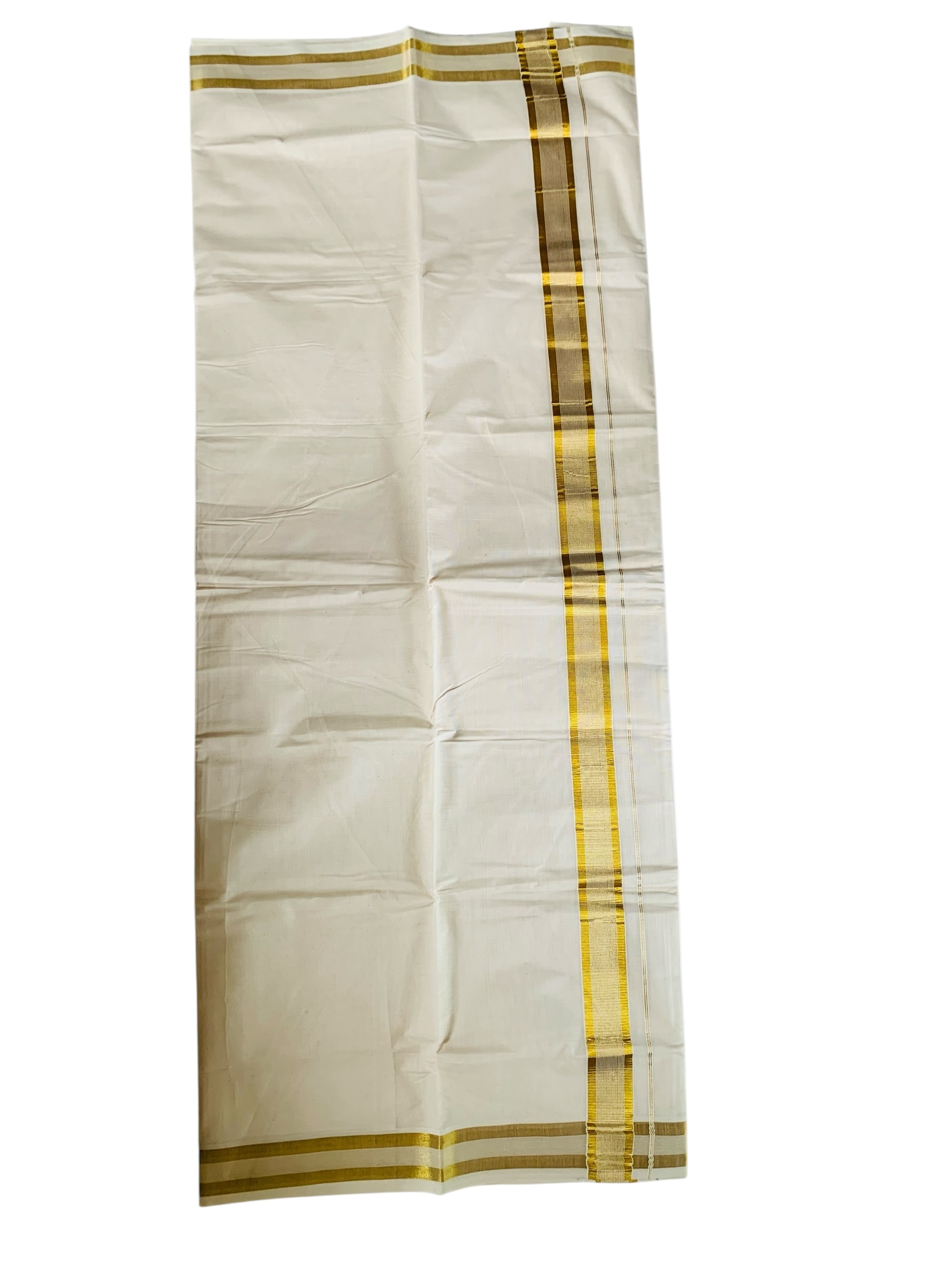 Kuthampully Men's Kerala Kasavu Dhothi Cotton | Golden Kerala Kasavu Mundu | Plain Cotton Dhoti For Men | Traditional South Indian Kasavu Mundu | EKM-890 | Pack -1