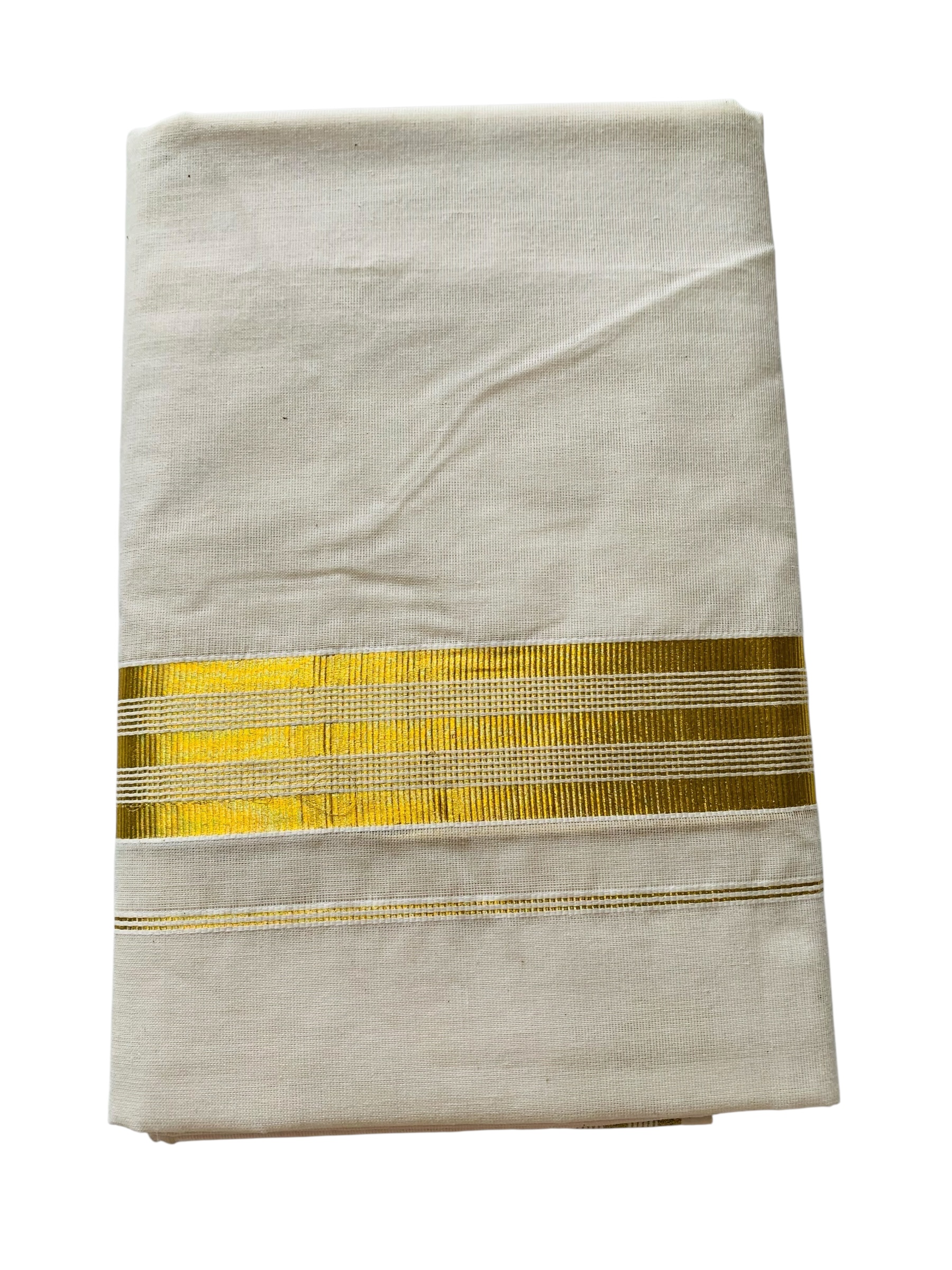 Men's Kuthampully Cotton Kerala Kasavu Mundu - Men's Kasavu Dhoti - Off white Cream KTM-882