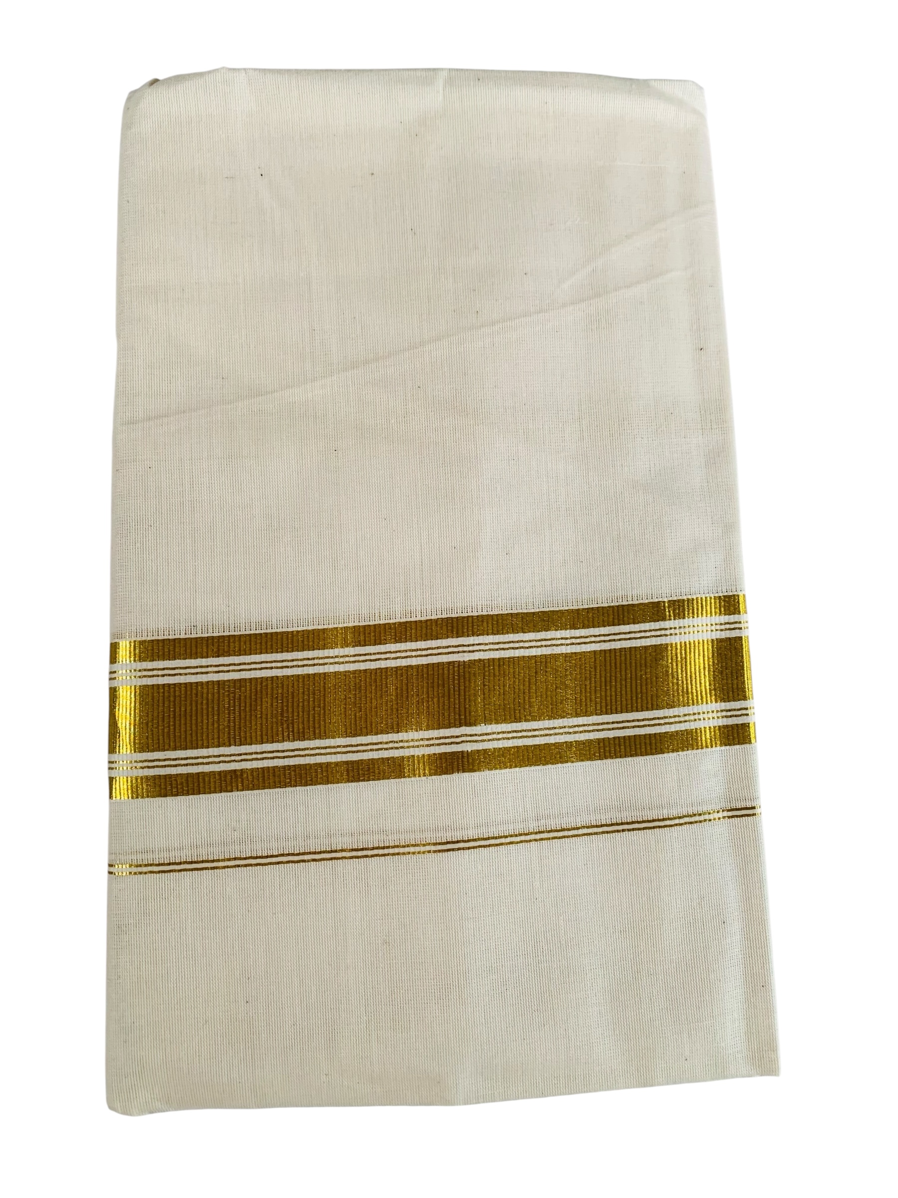 Kuthampully Men's Kerala Kasavu Dhothi Cotton | Golden Kerala Kasavu Mundu | Plain Cotton Dhoti For Men | Traditional South Indian Kasavu Mundu | EKM-891 | Pack -1