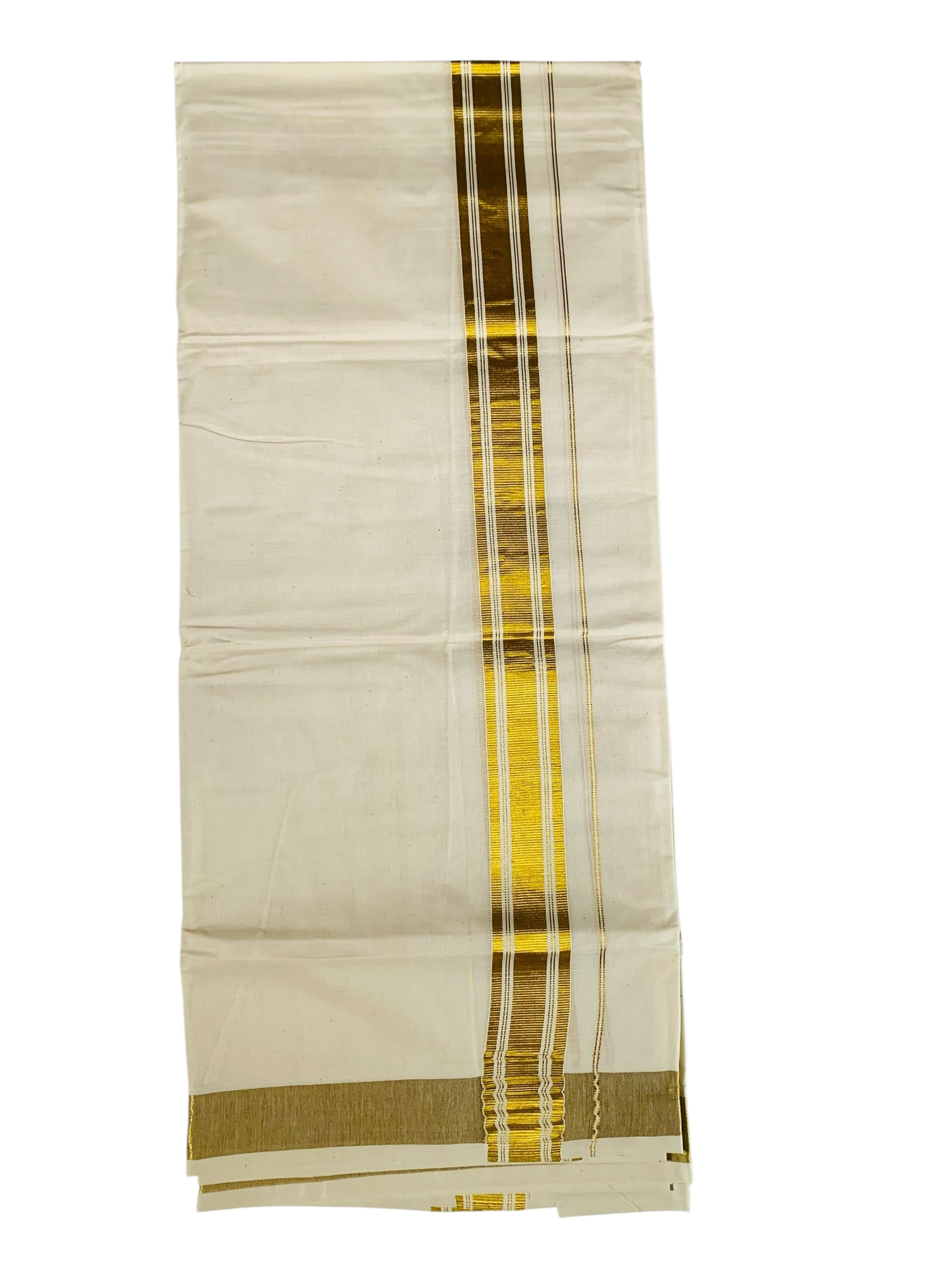 Kuthampully Men's Kerala Kasavu Dhothi Cotton | Golden Kerala Kasavu Mundu | Plain Cotton Dhoti For Men | Traditional South Indian Kasavu Mundu | EKM-891 | Pack -1