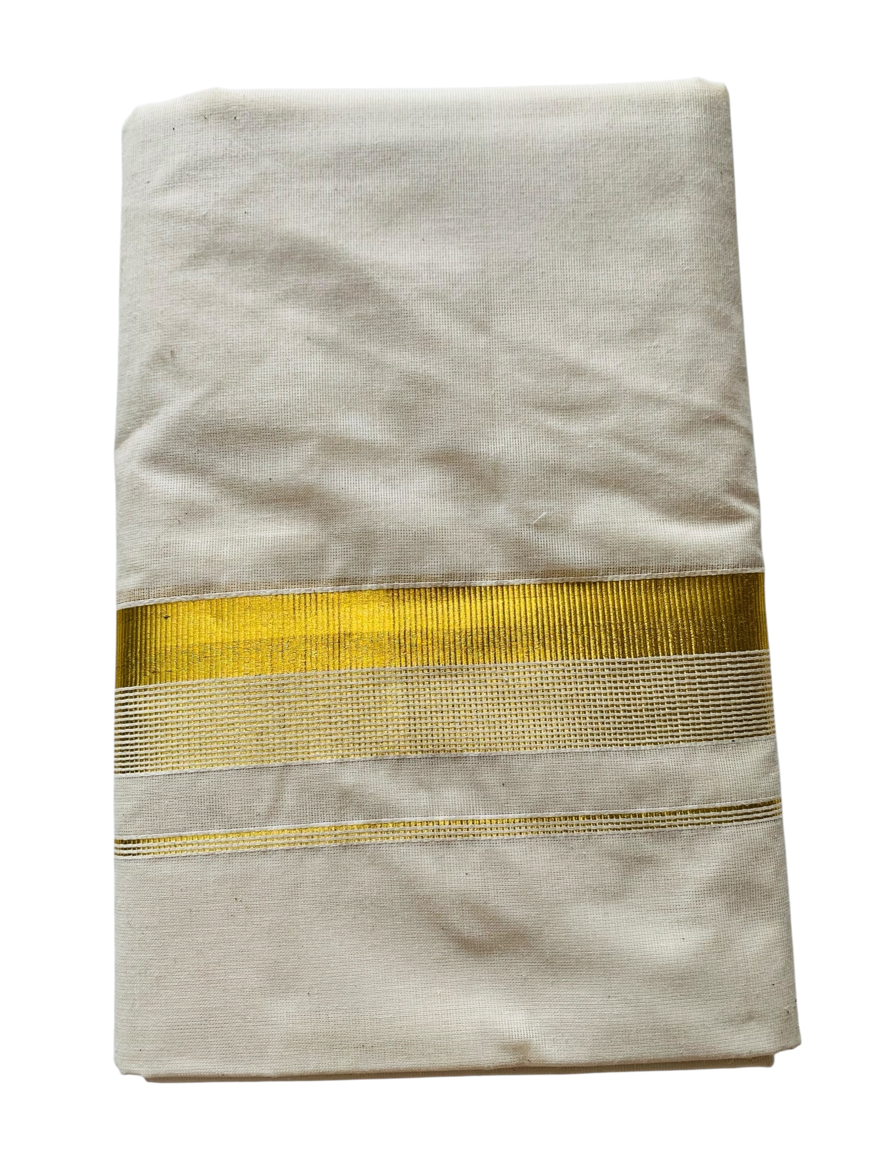 Men's Kuthampully Cotton Kerala Kasavu Mundu - Men's Kasavu Dhoti - Off white Cream KTM-883