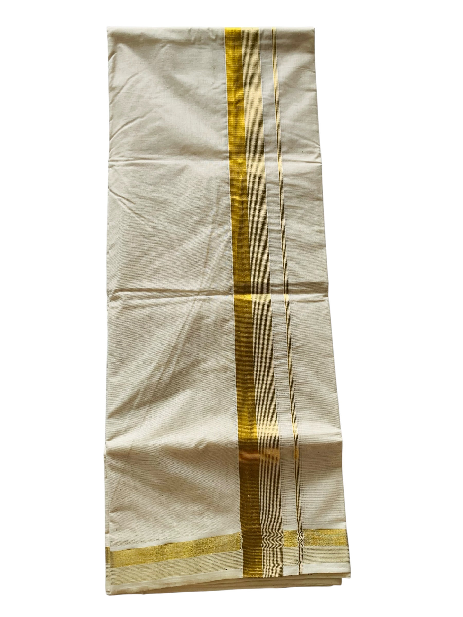 Men's Kuthampully Cotton Kerala Kasavu Mundu - Men's Kasavu Dhoti - Off white Cream KTM-883
