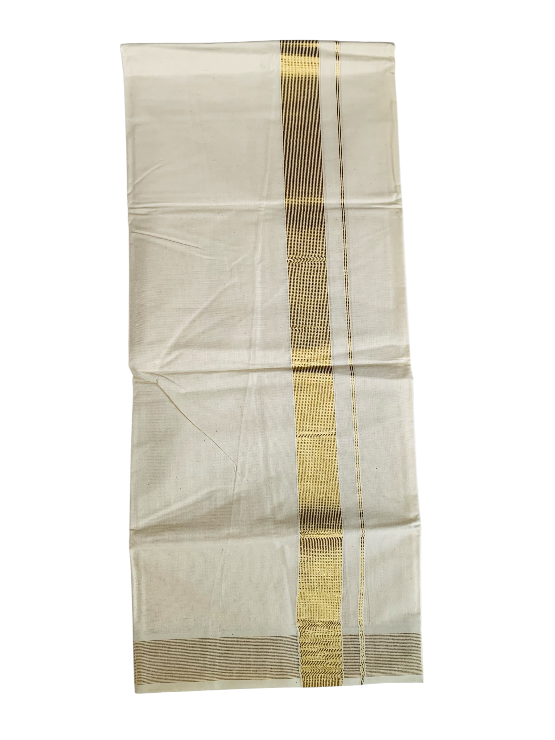 Kuthampully Men's Kerala Kasavu Dhothi Cotton | Golden Kerala Kasavu Mundu | Plain Cotton Dhoti For Men | Traditional South Indian Kasavu Mundu | EKM-892 | Pack -1