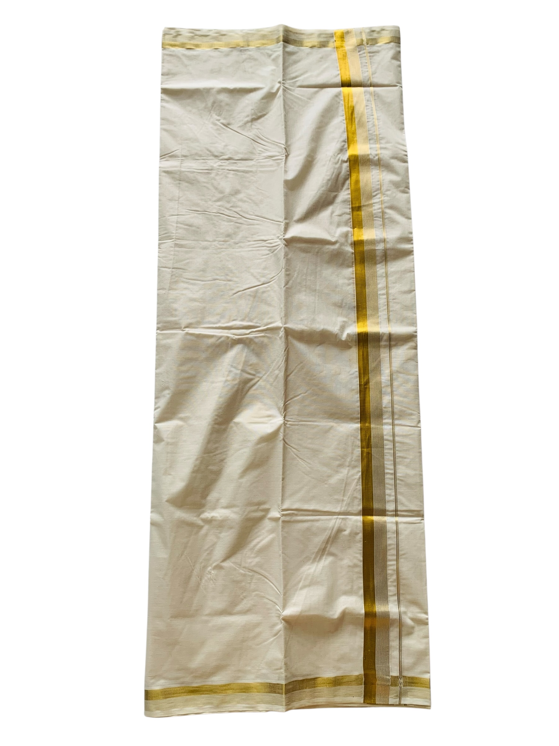 Men's Kuthampully Cotton Kerala Kasavu Mundu - Men's Kasavu Dhoti - Off white Cream KTM-883