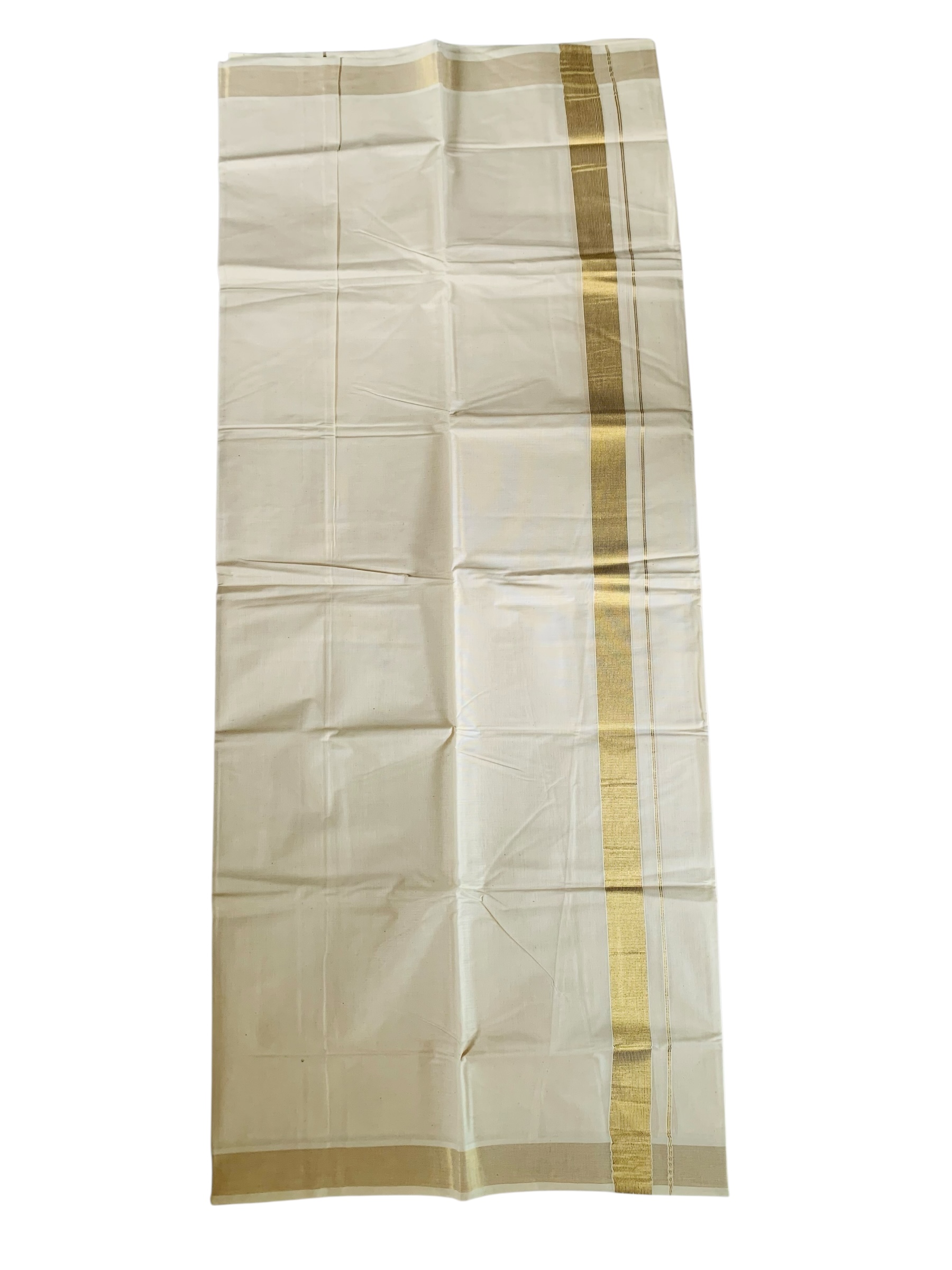 Kuthampully Men's Kerala Kasavu Dhothi Cotton | Golden Kerala Kasavu Mundu | Plain Cotton Dhoti For Men | Traditional South Indian Kasavu Mundu | EKM-892 | Pack -1