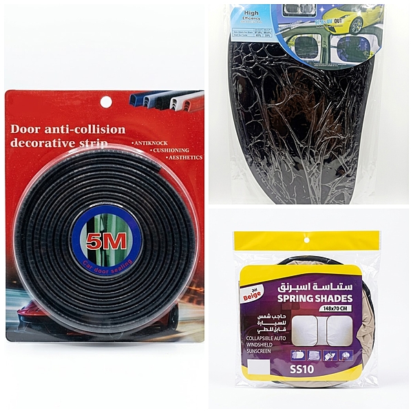 Ultimate Sun Protection Bundle – Foldable Windshield Sunshade 2x Side Window Shades,Edge Guard Strip