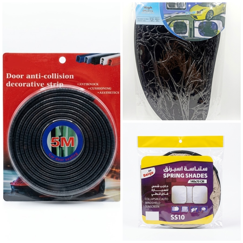 Ultimate Sun Protection Bundle – Foldable Windshield Sunshade 2x Side Window Shades,Edge Guard Strip