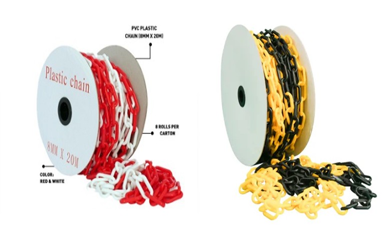 PVC Plastic Chain 6mm 20 Mtr Red / White, Yellow / Black PVC Plastic Chain 6mm 20 Mtr Red / White, Yellow / Black