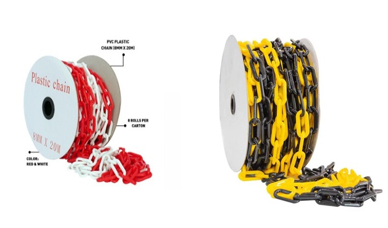 PVC Plastic Chain 8mm 20 Mtr Red / White, Yellow / Black PVC Plastic Chain 8mm 20 Mtr Red / White, Yellow / Black