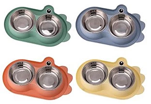 Dinosaur Pet Bowl with Stainless Steel Double Dish