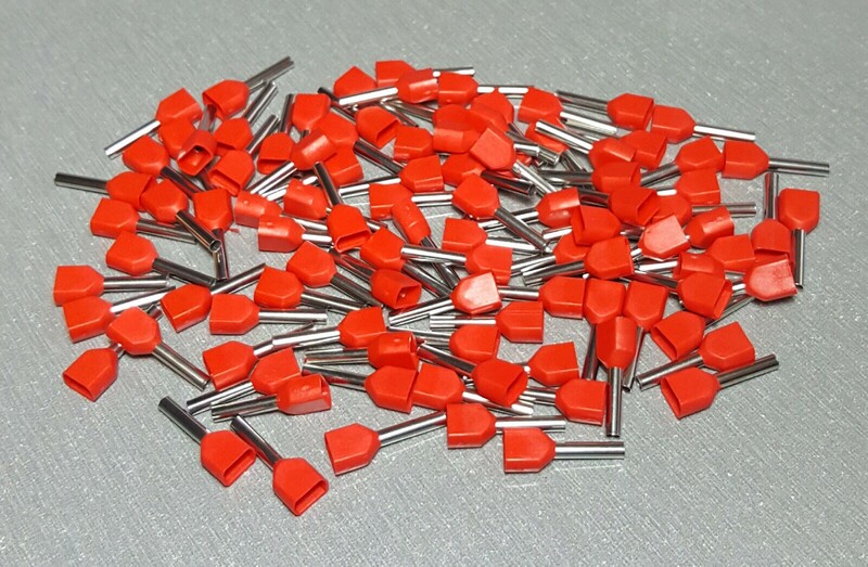 Bootlace Ferrules 1.5 mm Twin Red Bootlace Ferrules 1.5 mm Twin Red