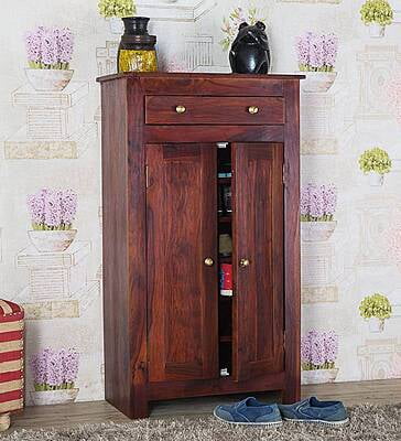 Solid Wood Tower Shoe Rack | Wooden Shoe Cabinet with Drawer & Doors Solid Wood Tower Shoe Rack | Wooden Shoe Cabinet with Drawer & Doors