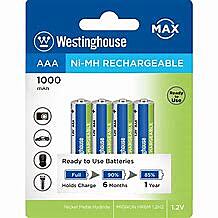 Pile Rechargeable AAA WESTINGHOUSE NiMH - 1000mAh - 1.2V - Paquet de 4