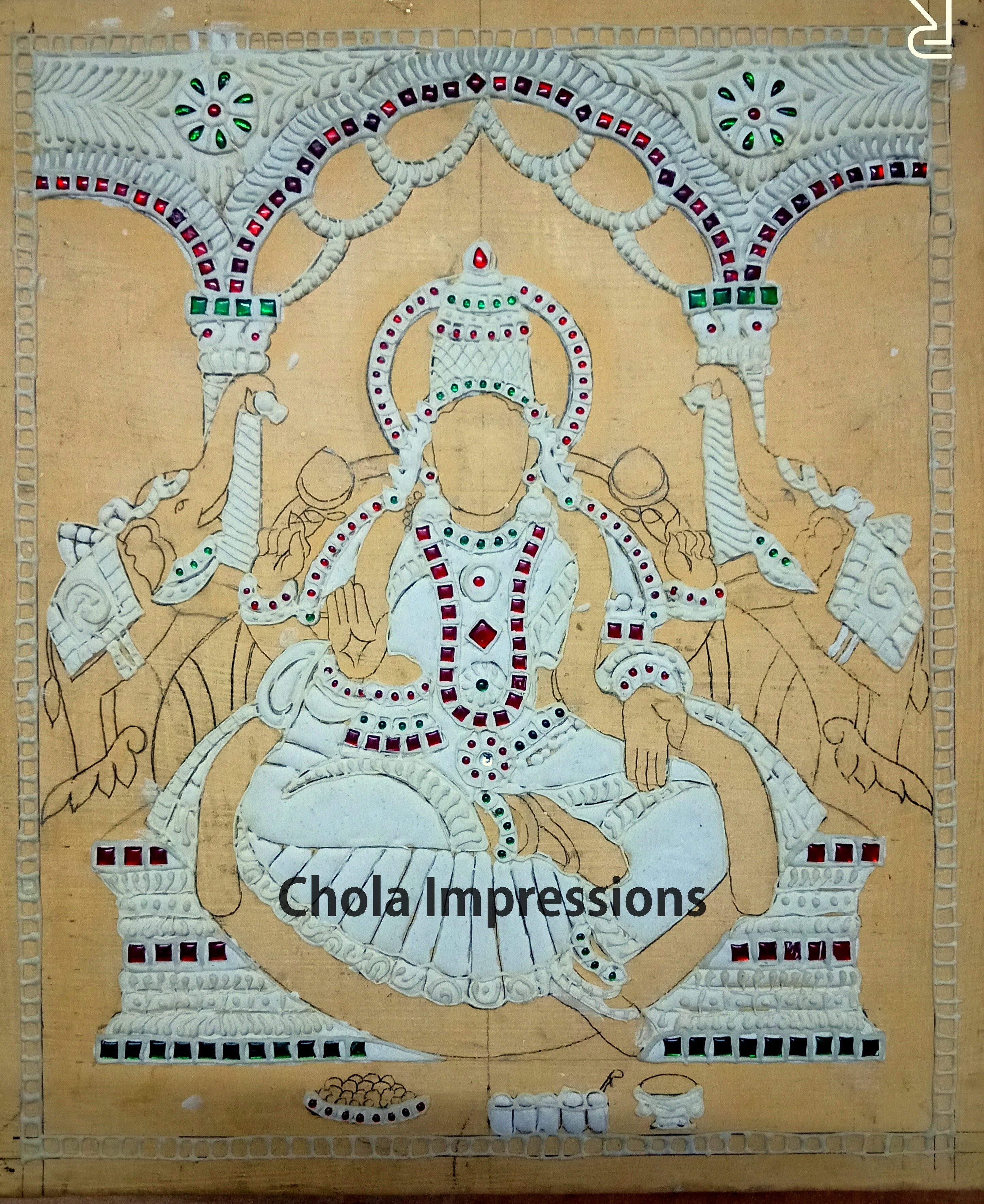 Lakshmi Devi Ready made Embossed Tanjore Muck Board