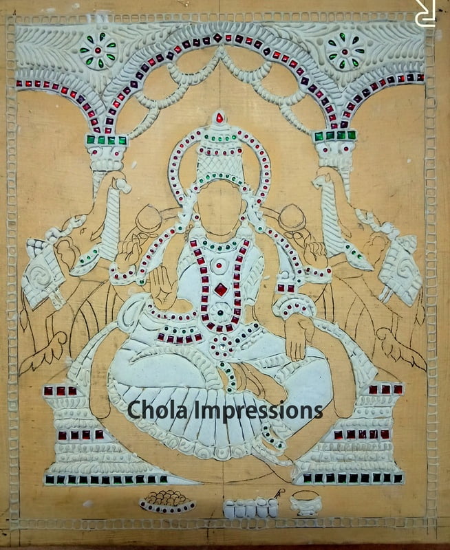 Lakshmi Devi Ready made Embossed Tanjore Muck Board