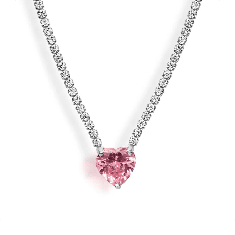 Pink & Shiny Heart Necklace