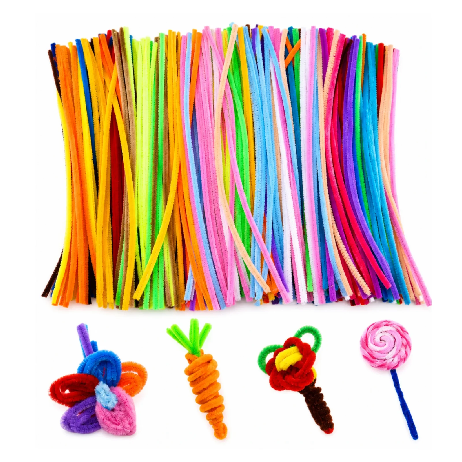Multicolour Pipe Cleaners Chenille Stems for DIY Crafts, School Projects & Decorations - 100 Pcs.