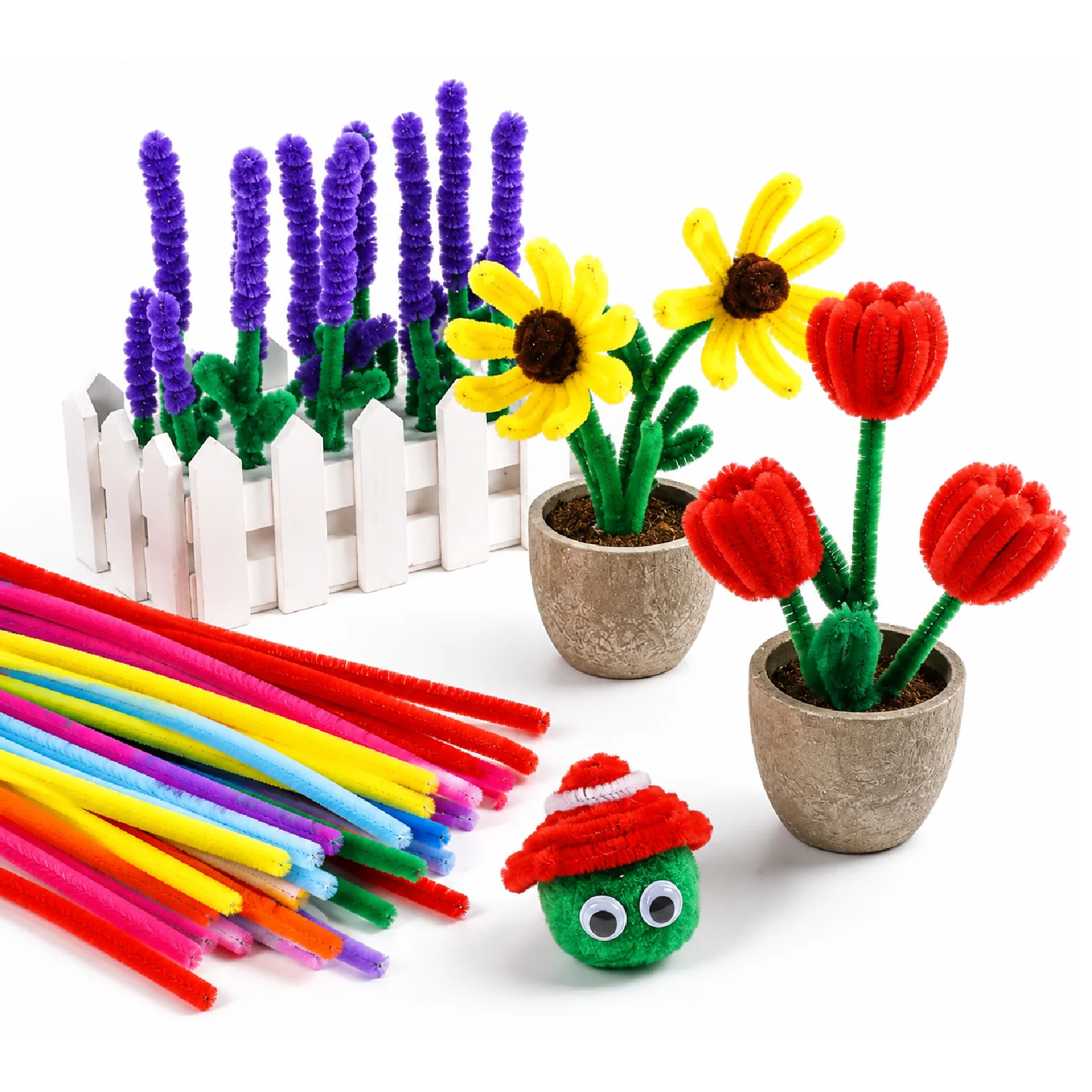 Multicolour Pipe Cleaners Chenille Stems for DIY Crafts, School Projects & Decorations - 100 Pcs.