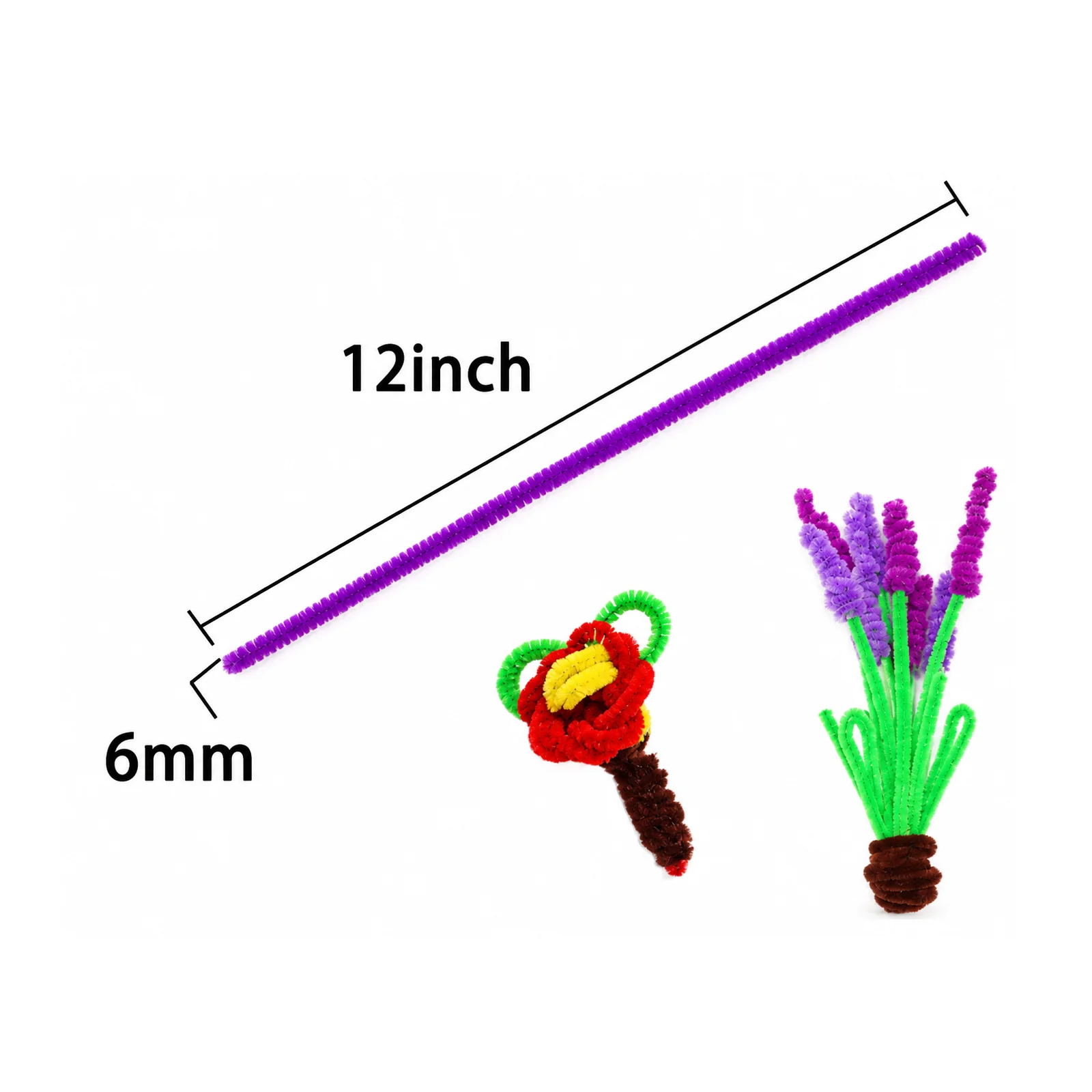 Multicolour Pipe Cleaners Chenille Stems for DIY Crafts, School Projects & Decorations - 100 Pcs.