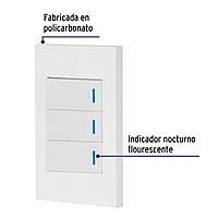 Placa armada 3 interruptores 1de 3vías,1 mod,Española,blanco - PA-APTR-EEB / 45606