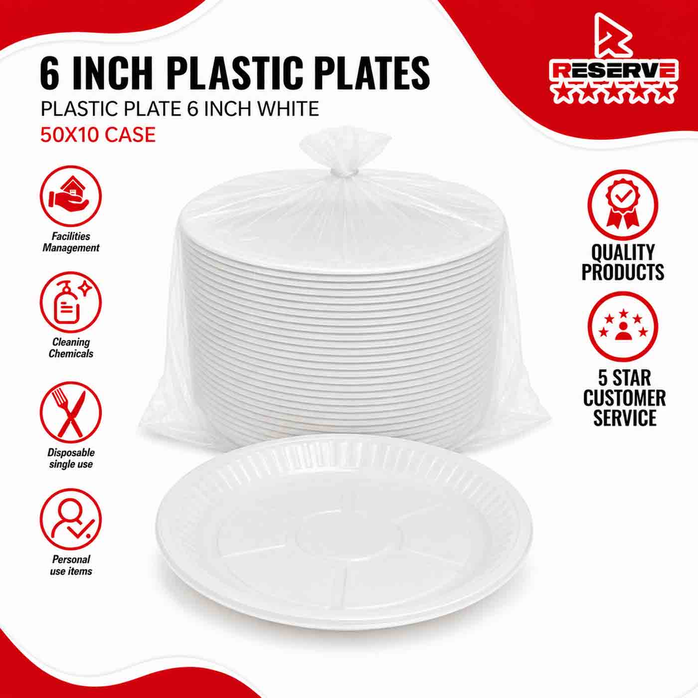 Plastic Plate 6" Reserve 50/10