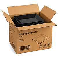 Plates Square BLK 10" 12/10