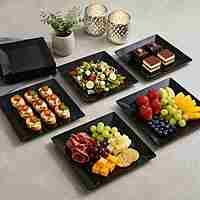 Plates Square BLK 10" 12/10