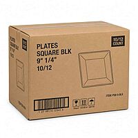 Plates Square BLK 9" 1/4" 10/12